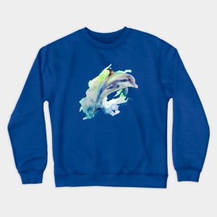 Watercolor Dolphin Jumping out of Water Crewneck Sweatshirt